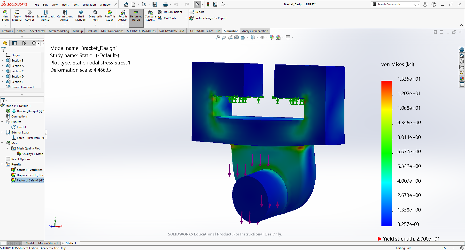 Design 2 - Mesh 1 - Stress